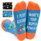 sockfun Unisex Lustige Neuheit Geschenke für Männer Frauen, Pflanzengarten Geschenk Grum Gitarre Geschenke für Musikliebhaber Musik Socken, Gitarre Blau, Medium