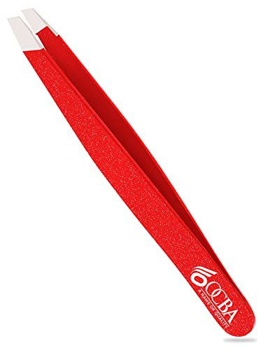 OCBA 4 pièces Pince à épiler les sourcils Pointe améliorée Pince à sourcils professionnelle avec revêtement antidérapant Pince pour épilation des poils Pince pointue (1 Pack Sparkeling Red)