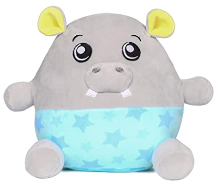 Dream Beams Henry (Hippo) - süßes, kuscheliges, weiches Plüschtier, Squishy Kuscheltier, Glow in The Dark Elemente, einfach waschbar, Größe: 18cm, für Kinder und Jugendliche ab 0 Jahre