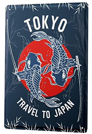 Blechschild Retro - Vintage Metall-Poster für das Wohnzimmer - Tokyo Japan Motiv - 20 x 30 cm