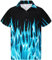 King Kameha Funky Hawaiian Shirt, Men, Shortsleeve, Flames, Turquoise, L