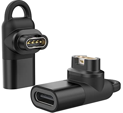 MoKo USB C auf Adapter 2 Stück, 90 Grad Typ C Ladegerät Stecker Ladeadapter Datentransfer Kompatibel mit Fenix 7/7S/7X/6/6S/6X/5/5S/5X/Forerunner 245/255/Vivoactive 3/4/Instinct 2
