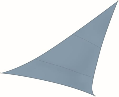 Perel Sonnensegel, Segel Sonnenschutz für Terrasse und Pool, wasserabweisend, UV-Schutz, 3 Edelstahl-O-Ringe, 3.6 x 3.6 x 3.6 m, 160 g/m², Polyester, Dreieck, blaugrau