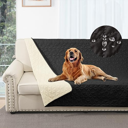 Taiyang Housse de canapé 100% imperméable, Housse de lit, Housse pour Animaux de Compagnie, canapé, Housse pour Meubles de canapé, Convient aux Enfants, Chiens, Chats(Noir, 132-208 cm (1 Paquet))