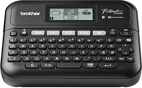 Brother PT-D460BT Versatile Desktop Label Printer | P-Touch Desktop Labeller | QWERTY Keyboard | Highly durable labels up to 18mm wide, UK Plug