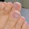 Yatinkim French Tips Press on Toenails 24 Pcs Acrylic Foot False Nails Square Fake Toe Nail Rose Detachable Stick Manicure Decoration for Women Girls