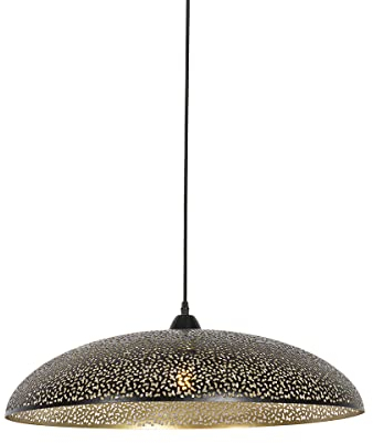 Qazqa - Orientalisch Industrie I Vintage I Hängelampe I Pendellampe I Pendelleuchte schwarz mit Gold I Messing 60 cm - Japke I Wohnzimmer I Schlafzimmer - Stahl Rund - LED geeignet E27