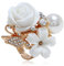 IMINI CZ Rose Blume Ehering für Frauen Mädchen Statement Verlobung Runder Shinstone Kristall Aryclic Daisy Plumeria Verstellbare Open Wrap Finger Ringe