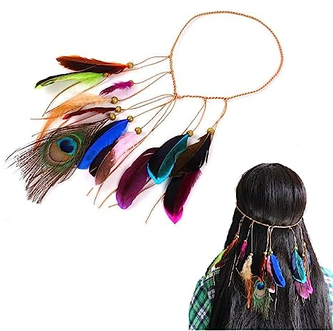 Hippie Federn Haarschmuck Clip,Indianer Federn Haarschmuck,Boho Federn Haarschmuck Clip,Clip Halloween Partyzubehör Halloween Kostüm Accessoires Halloween Zubehör Kostüm Cosplay Zubehör