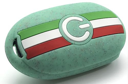NORDECCO Silikon Stern Glasur Glitzer Italien Flagge Schlüsselanhänger Schutzhülle passend für Fiat 500e Electric 2022 und höher (Minzgrün)