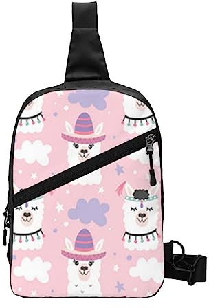RFSHOP Cartoon Lama Alpaka Sling Bag Faltbare Crossbody Rucksack Brusttasche für Männer Frauen, verstellbare linke und rechte Schultern Sport Ca, Bild