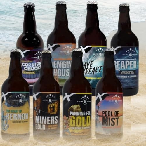 Keltek Brewery Real Ale Craft Beer 8 x 500ml Glass Bottles Mixed Case, Authentic Cornish Craft Beer, Lager & Ale Hamper