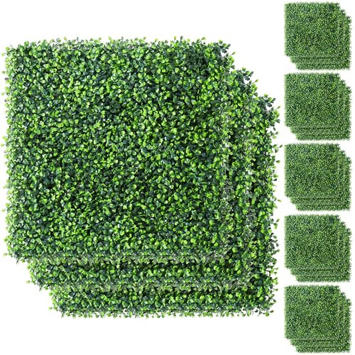 Yaheetech 18 Pièces Haie Artificielle Panneaux Végétaux Artificiels Haie Imitation Feuillage de Buis Brise-Vue pour Extérieur Intérieur Balcon Terrasse 50,5 × 50,5 cm