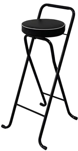Klappbarer Barhocker, Küchentheke Frühstück Klapphocker, Tragbarer Zusammenklappbarer Hochstuhl mit Bequemem Gepolstertem Sitz, Klappbarer Hocker für Erwachsene Kücheninsel Outdoor (Color : Black+WHI