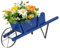 RELAX4LIFE Fioriera da Esterno a Forma di Carrello/Carriola, Decorazione da Giardino con Manico, Ruota e 9 Accessori a Calamita, Patio, Cortile e Balcone (69,5 x 26 x 29,5 cm, Blu)