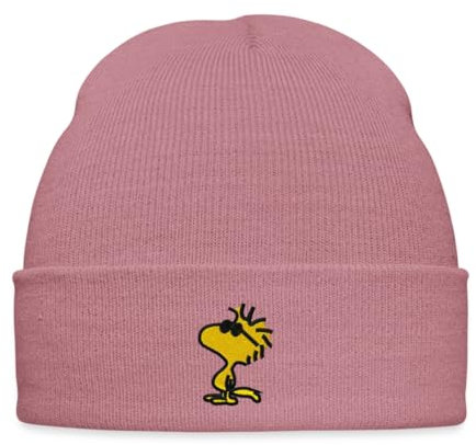 Spreadshirt Peanuts Woodstock Sonnenbrille Stick Wintermütze, One Size, Rosa