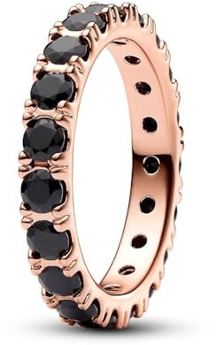 PANDORA 14k Rose gold-plated unique metal blend Man-made crystal Black 180050C02