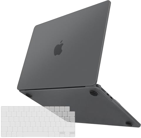 TECOOL Fein Gefrostete Hülle für MacBook Air 13.6 Zoll M4 M3 M2 A3240 A3113 A2681 (2025 2024 2022), [Passend zum Offiziellen Space Grau] Ultradünne Schutzhülle Case u. EU TPU Tastaturschutz