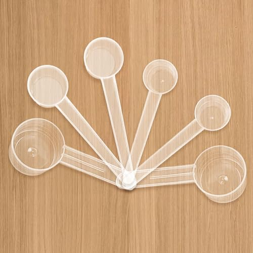 Bzzerumy 6 cucchiai dosatori in plastica trasparenti, misurino da 2 g, 5 g, 10 g, set di misurini, bilancia per cucchiai