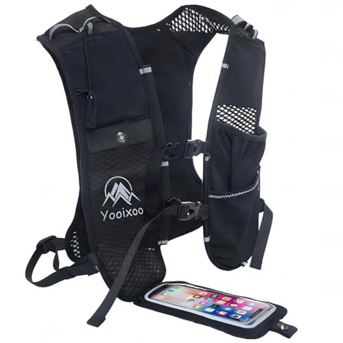 Running Vest for Women Men, Running Backpack Lightweight Hydration Pack With Touch Screen Phone Bag for Hiking Trail Running Cycling Race Marathon Essentials (Light Black)