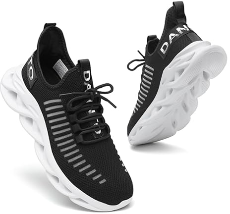 DANNTO Laufschuhe Herren Turnschuhe Damen Sneaker Leichte Atmungsaktiv rutschfeste Sportschuhe Gym Fitness Outdoor Schuhe Fashion Straßenlaufschuhe Schwarz Weiß 39