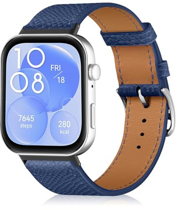 LanQii Pelle Cinturino Compatibile con Huawei Watch Fit 4 Pro/4/3, Fibbia in Acciaio Inox Cinturino di Ricambio Uomini Donne Cinturini per Huawei Watch Fit 4 Pro/4/3 - Blu