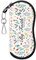 MoKo Astuccio per Occhiali da Sole, Custodia Portatile a Cerniera di Neoprene Morbido con Clip da Cintura, per Occhiali, Montature, Cosmetici, Chiavi, Penne, Schede, ECC, Bianco & Fiore