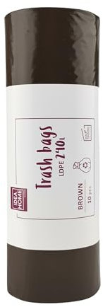 IDEA HOME 10 Unidades Bolsas de Basura LDPE para Reciclar - Bolsas Basura Separación de Residuos 240L, Marrón