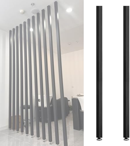 Raumteiler Trennwand, Paravent Raumtrenner Aluminium-Sichtschutz-Säulengitter, Raumteiler für Wände vom Boden bis zur Decke, Trennsäulen für Sichtschutz, quadratische, moderne schwarze Lamellen-Trennw