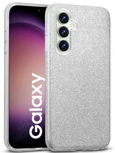 Verco Coque de protection pour Samsung Galaxy S23 FE, en silicone TPU, motif pailleté, argenté