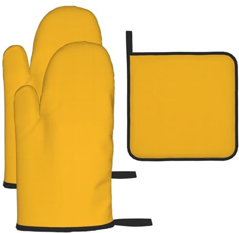 Lot de 3 tissus isolants de haute qualité jaune moutarde - Épais - Durable - Imperméable - Facile à nettoyer - Pour casseroles et poêles découvertes, four à micro-ondes