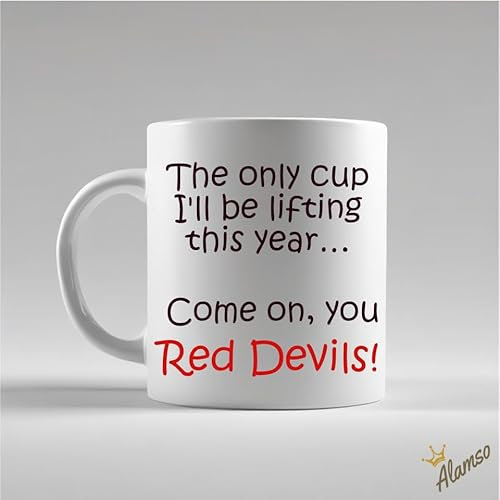 ALAMSO Funny MUFC Manchester United Mug | Joke Red Devils Gift for Man U Supporter | Funny Work Banter 11oz Ceramic Dishwasher Safe Cup for Tea or Coffee | Joke Xmas Birthday Mugs Present Gift Ideas