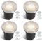 Fiqops 4er Set Bodenstrahler außen IP67,Bodeneinbaustrahler aussen mit LED GU10 3W Naturweiß (Wechselbar) rund Schwenkbar Silber Mit Mattierten Ersatzlinsen Bodenspot befahrbar 230V