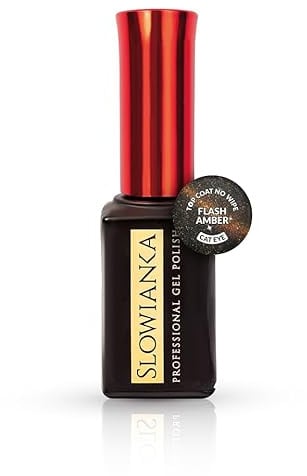 Slowianka Nail Trends Top Coat No Wipe Flash Cat Eye Amber 10g Gel-Nagellack, Hochglanz-Finish, Schnelltrocknend, Kein Abwischen, Langanhaltend, Ideal für Nageldesign und DIY-Maniküre