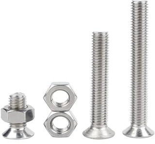 DLNTXFDG M2 M2,5 M3 M4 M5 M6 M8 M10 304 Edelstahl 2 in 1 Senkkopfmuttern-Kombinationssatz Kreuzflachkopfschraube Sechskantmuttern ﻿(70mm,M4-20Sets)