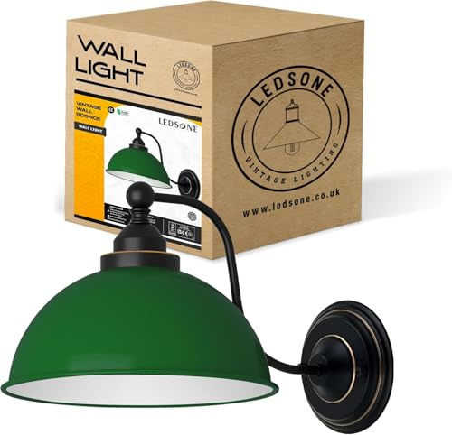 LEDSone Industrielle Wandleuchte Vintage Retro Eisen Lampenschirm E27 Deckenleuchte Wandlampe Innenbeleuchtung für Küche Esszimmer Schlafzimmer Restaurant Bar (Grün)