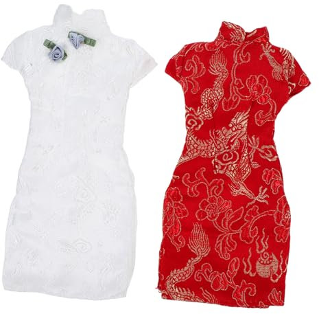 KOMBIUDA 2st Puppe Cheongsam Austauschbare Puppenkleidung Wiederverwendbare Puppenkleidung Puppenkleidung Kleidung Für Spielzeugpuppen Puppenkleid Zarte Puppenkleidung Stoff
