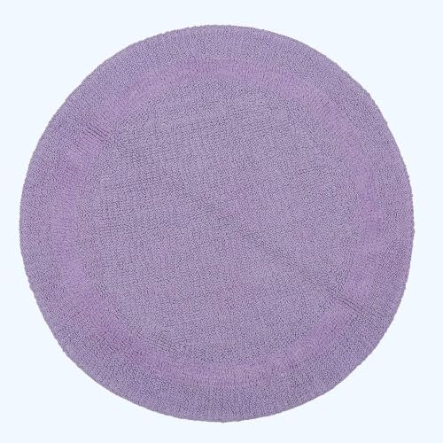 HOMESCAPES Tappetino da bagno rotondo, lussuoso, 1600 g/m², extra morbido, 100% cotone, reversibile, antiscivolo, lavabile, super assorbente, ad asciugatura rapida, colore: lilla, 80 cm