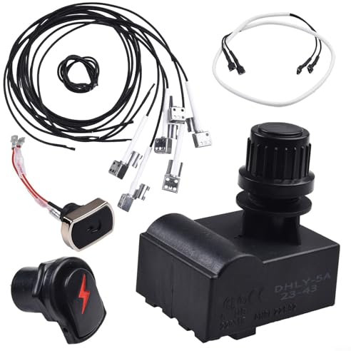 babominimer Kompatibles BBQ-Zündmodul-Set für Charbroil Gasgrill, Ersatz 2/4/5 Auslass mit Zünddrähten und Knopf 9446392 (4 Köpfe)