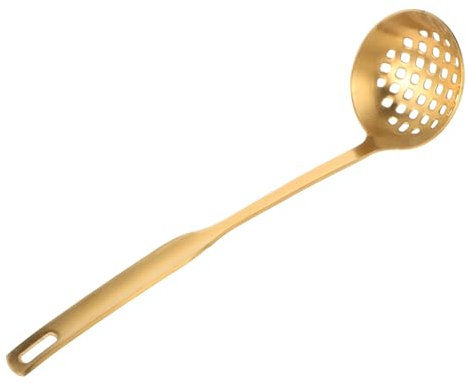 TOPPERFUN colapasta in acciaio inossidabile Skimmer Pianter mestoli per servire mestolo da minestra manico lungo Sforning Spoon cucchiaio schiumarola a rete filtro alimentare D'oro
