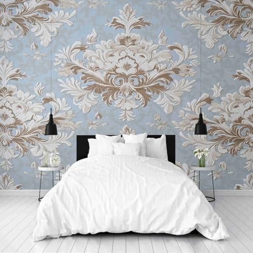 Dppyuxa Traditional Victorian Style Wall Murals for Living Room Blue Photo Wallpaper 150x105 cm Mural Panoramic Large Photo Paper, Wall Murals for Bedrooms Eco-Friendly Decoration