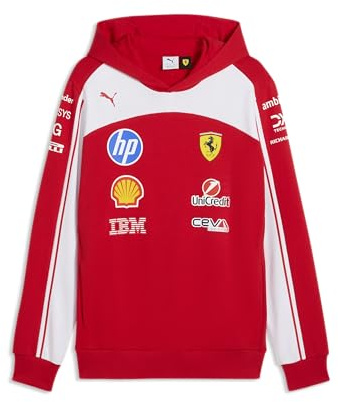 PUMA Scuderia Ferrari F1 2026 Men's Team Hoodie - Red | Ribbed cuffs and adjustable drawcord hood, Unisex regular fit, Officially licensed