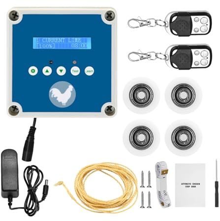 Automatische Hühnerstalltür, Scheunenöffner, Controller-Set, Solar-Geflügelausrüstung, Hühnerfarm, Klappe, Automatische Fernbedienung, Motor Einfach Zu Bedienen(Blue)