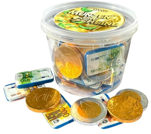 Münzen und Scheine 500g I Vollmilchschokolade I Schokolade I Geburtstag I Schatzsuche I Feste und Feiern I Kindergeburtstag I Geschenk