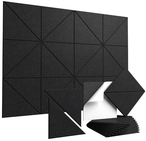 Vieshful Sound Proofing Panels, Self Adhesive Acoustic Panels 20 Pack | High-Density Sound Proof Panels, Felt Acoustic Wall Panels for Echo & Noise Reduction, Home Office Decor Black