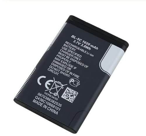 FIALDETEC Akku für Nokia BL-5C 1020mAh Li-Ion Batterie 105 1100 3110 6030 6230 6230i 6680 C1 C2 E50 N70 Wiederaufladbar