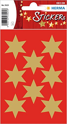 HERMA 3925 Aufkleber Sterne Gold groß, 24 Stück, 33 mm, Stern Sticker aus Papier, Weihnachtssticker Sternaufkleber für Weihnachten Geschenke Adventskalender Dekoration Kinder Belohnung DIY Basteln