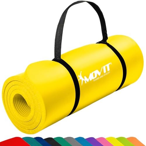 MOVIT Gymnastikmatte, hautfreundlich und phthalatfrei, in 3 Größen und 12 Farben - Auswahl: 190cm x 60cm x 1,5cm in gelb
