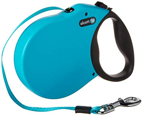Alcott 5660-RLSHPW Exspeditions Rolleinen für Hunde 7,5 m Gurtleine Reflektstreifen im Gurt mit Soft Grauer Griff L blau, 50 kg