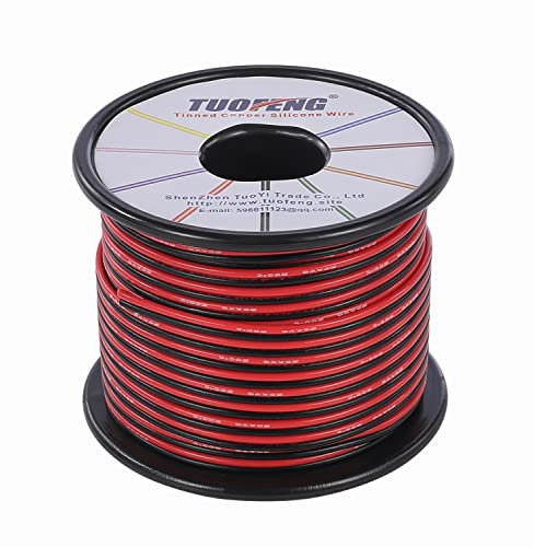 TUOFENG 18 Gauge Cavo elettrico 20 m Collegamento Rosso nero Rame intrecciato Auto 2 fili Bassa tensione 12V/24V DC Filo per singolo colore LED Spina di prolunga Cavo Spool